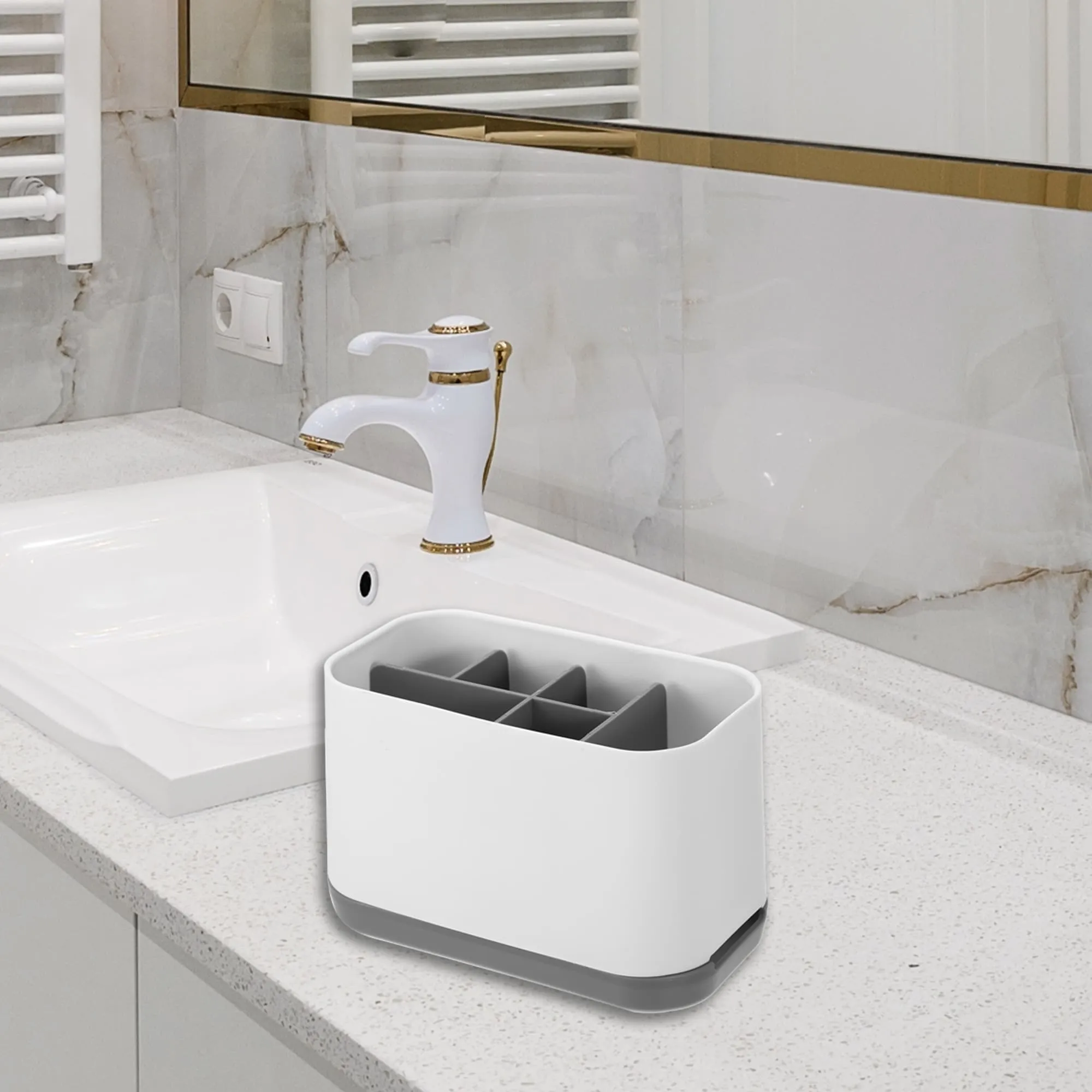 1 Pcs Removable Toothbrush Holder Toothbrush Organizer for Bathroom Gray White - Gray White