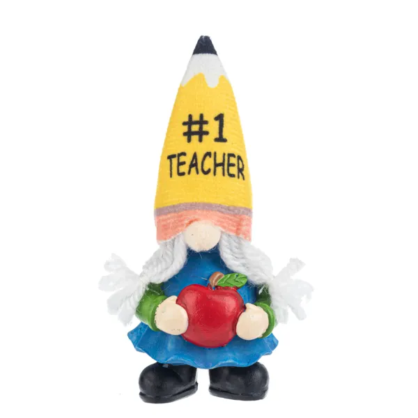#1 Teacher Gnome with Apple Standing Figurine Decorative Mirror,Home Decor Mirror