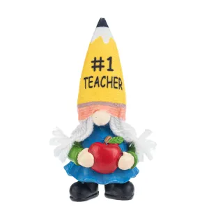 #1 Teacher Gnome with Apple Standing Figurine Decorative Mirror,Home Decor Mirror
