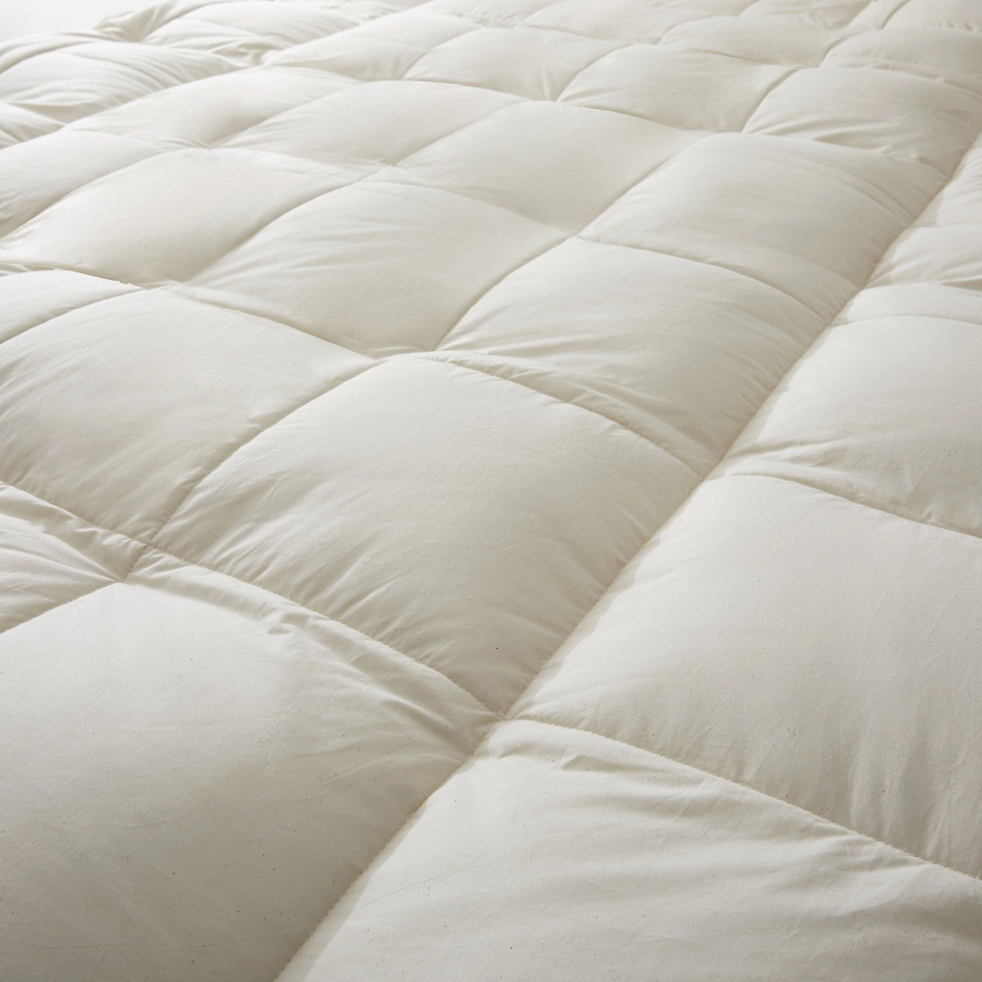 100% Organic Cotton Pillow Top Feather 3" Mattress Topper - white