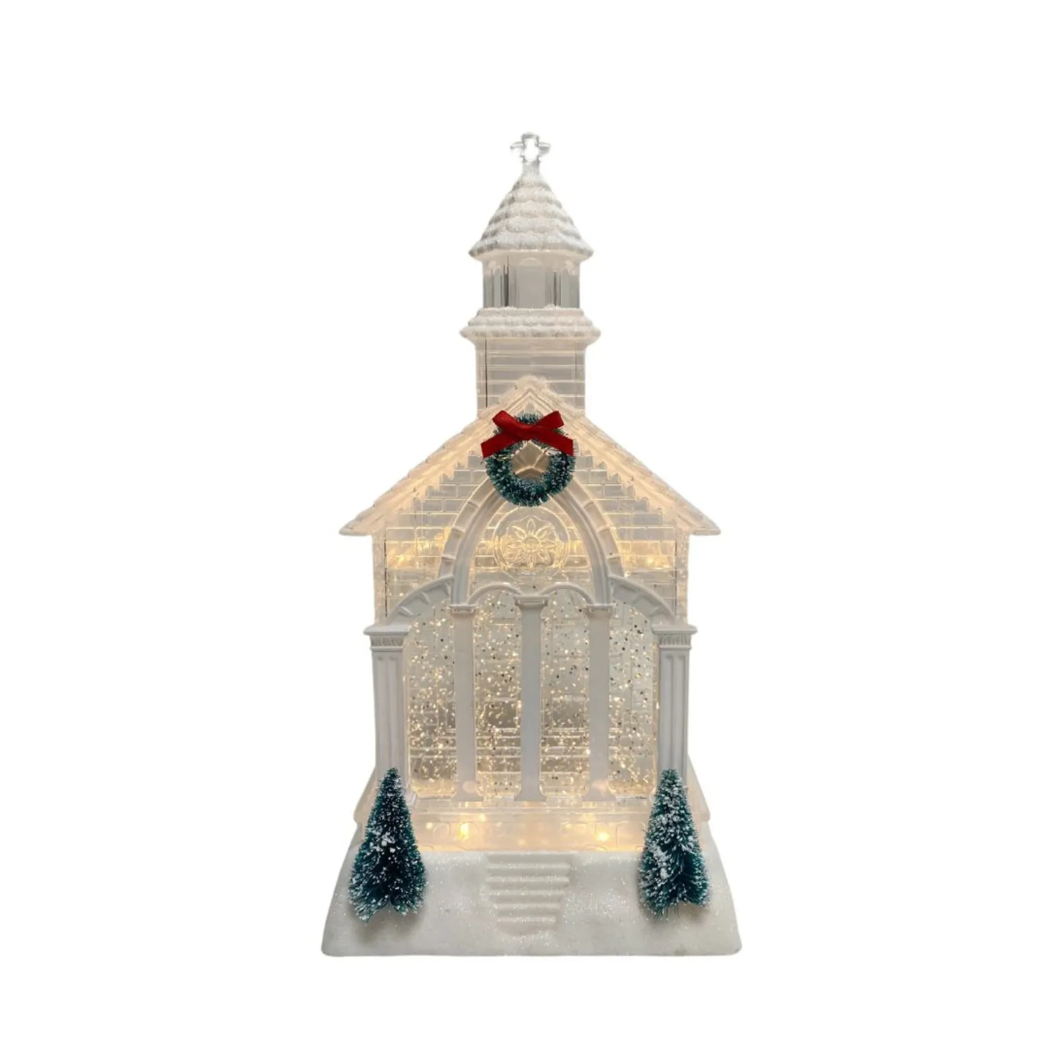 11.25" LED Glitter Christmas Chapel Decorative Mirror,Home Decor Mirror