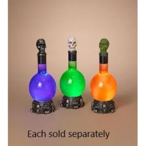 11" Halloween Potion Bottle with Skull Top Lighted Water Globe Decorative Mirror,Home Decor Mirror