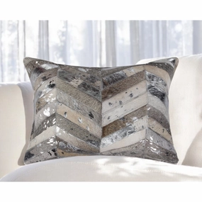 12" X 20" Gray and Silver Chevron Cowhide Lumbar Throw Pillow with Glitter pillows,bed pillow,sleeping cushion
