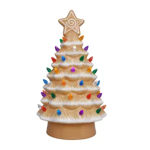 14.25" Sweet Gingerbread LED Lighted Ceramic Tree Decorative Mirror,Home Decor Mirror