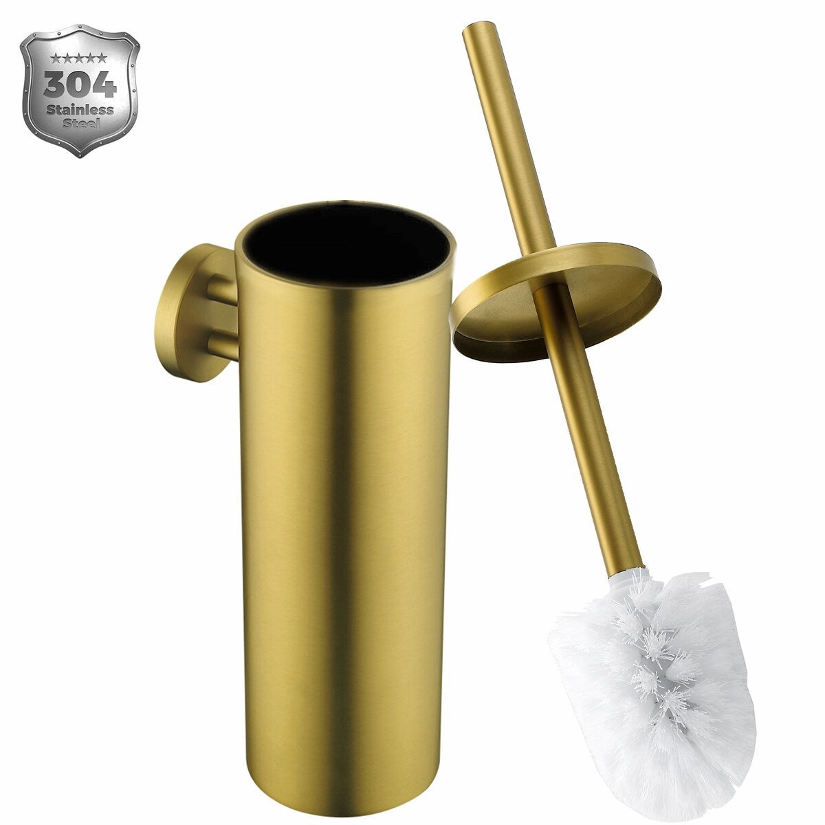 14" Stainless Steel Toilet Brush and Holder Toilet Brush Holder Set - N/A