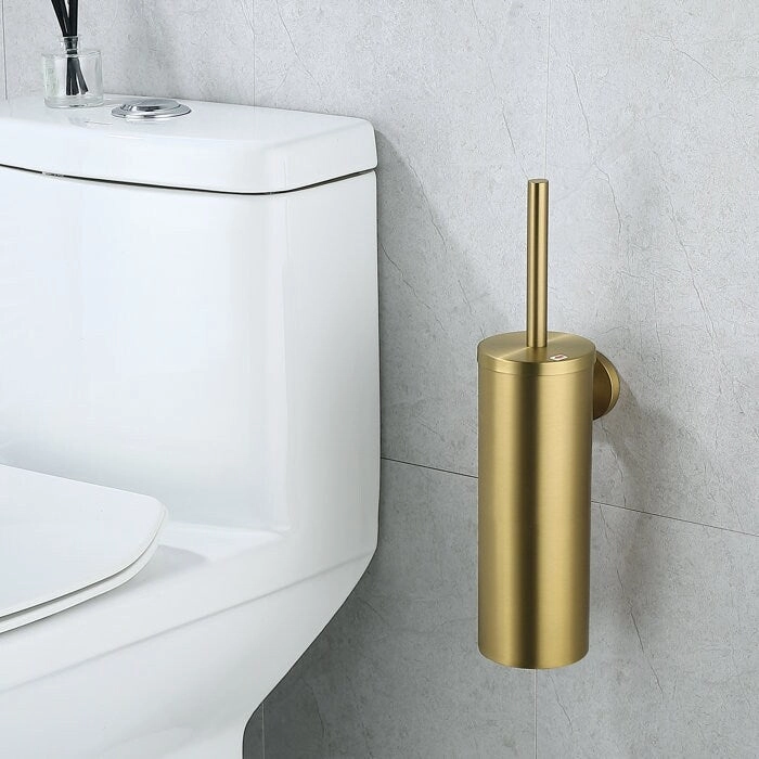 14" Stainless Steel Toilet Brush and Holder Toilet Brush Holder Set - N/A