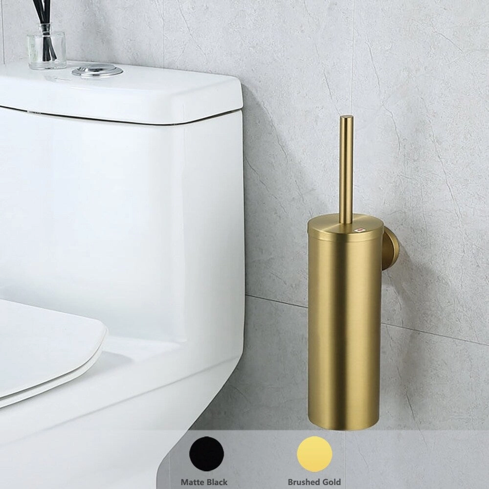 14" Stainless Steel Toilet Brush and Holder Toilet Brush Holder Set - N/A