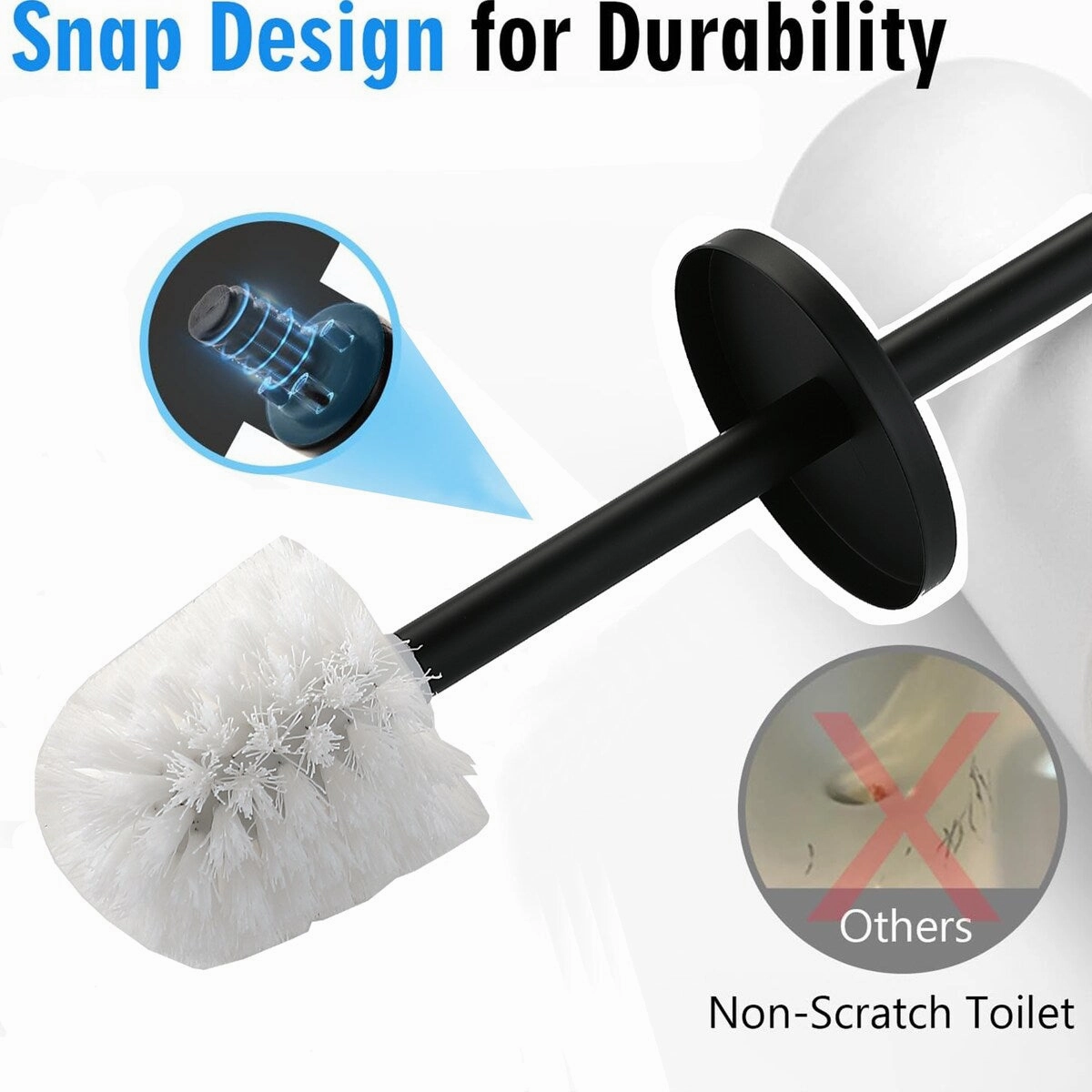 14" Stainless Steel Toilet Brush and Holder Toilet Brush Holder Set - N/A
