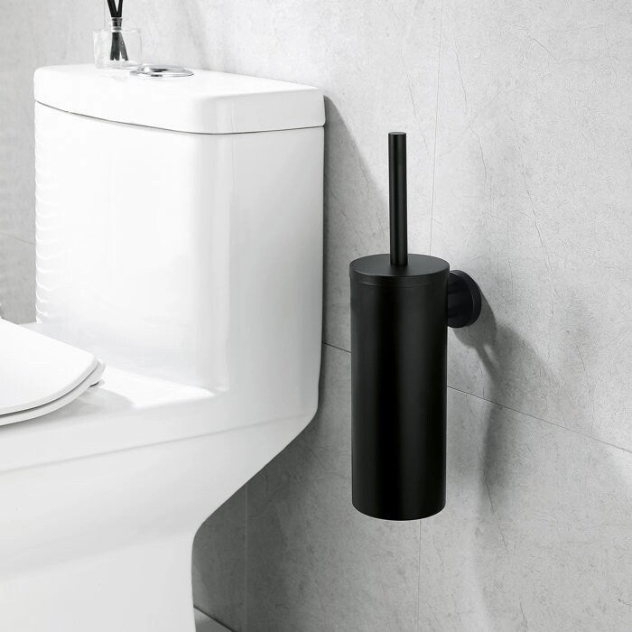 14" Stainless Steel Toilet Brush and Holder Toilet Brush Holder Set - N/A