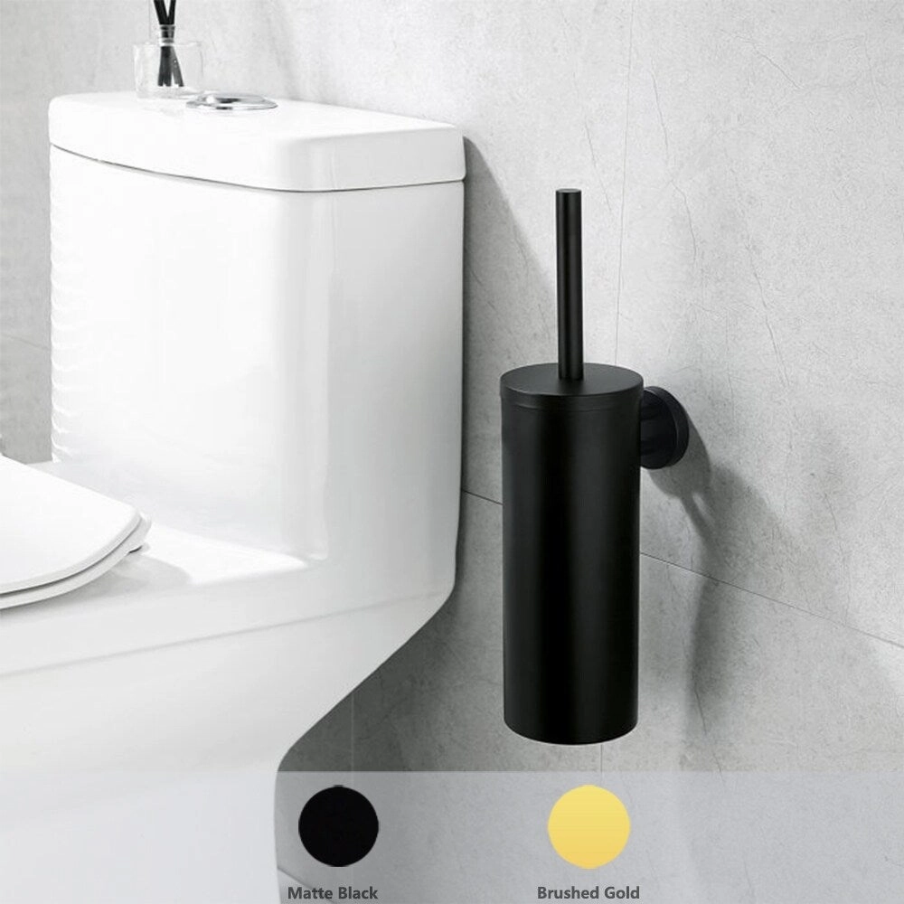 14" Stainless Steel Toilet Brush and Holder Toilet Brush Holder Set - N/A