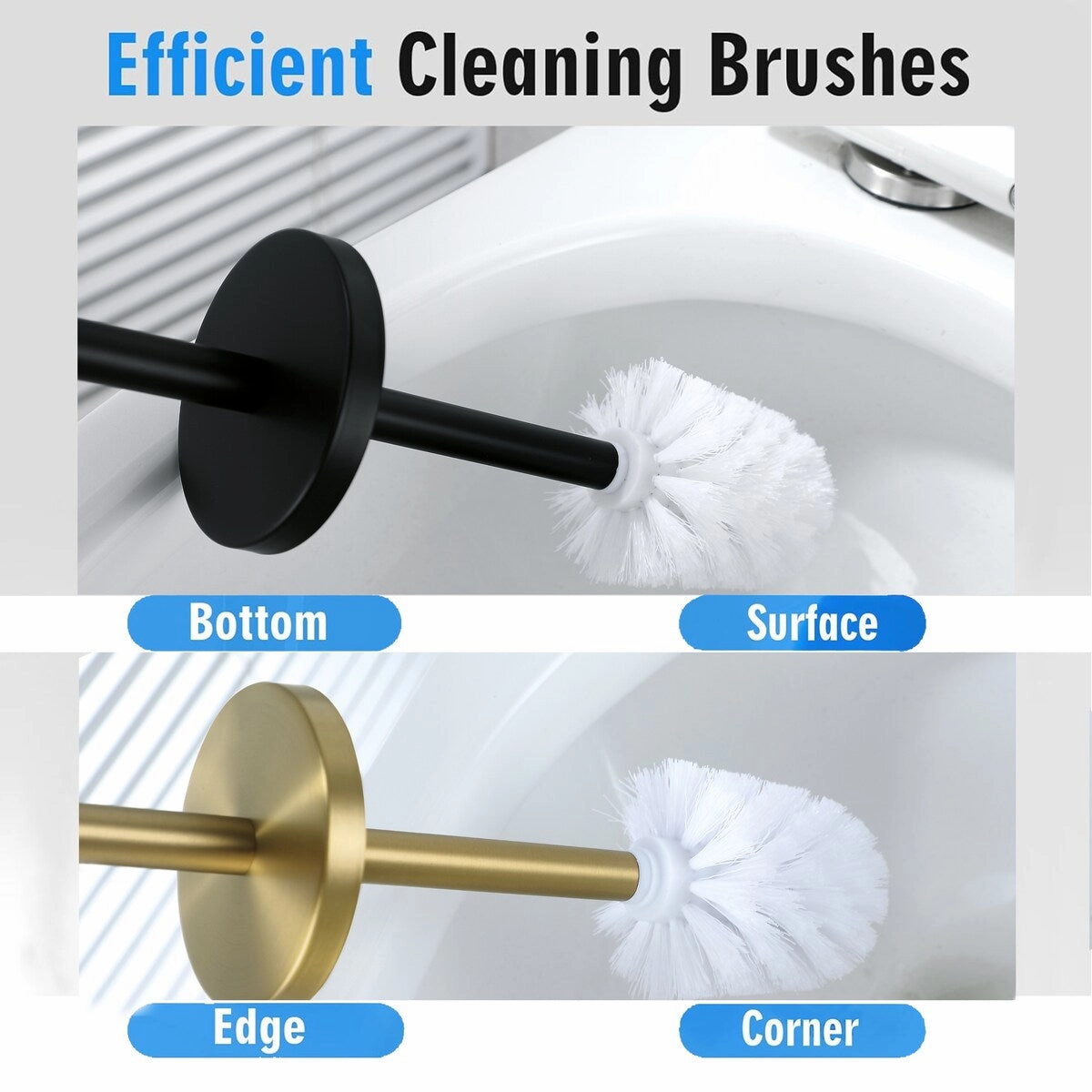 14" Stainless Steel Toilet Brush and Holder Toilet Brush Holder Set - N/A
