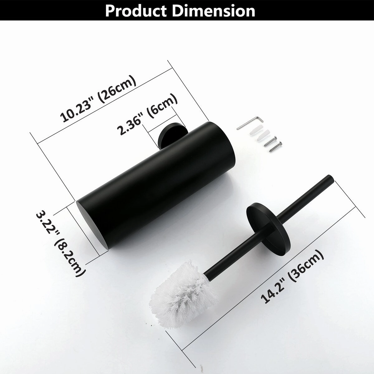 14" Stainless Steel Toilet Brush and Holder Toilet Brush Holder Set - N/A
