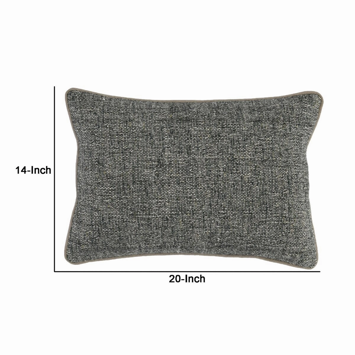 14 x 20 Rectangular Accent Throw Pillow, Piped Edges, Marled Gray Green
