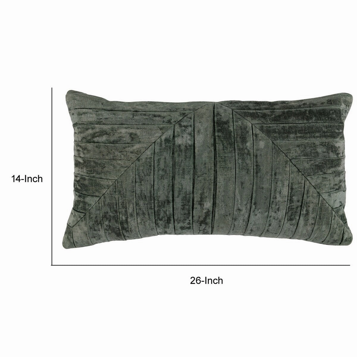 14 x 26 Lumbar Accent Throw Pillow, Hand Pleated, Vintage, Forest Green