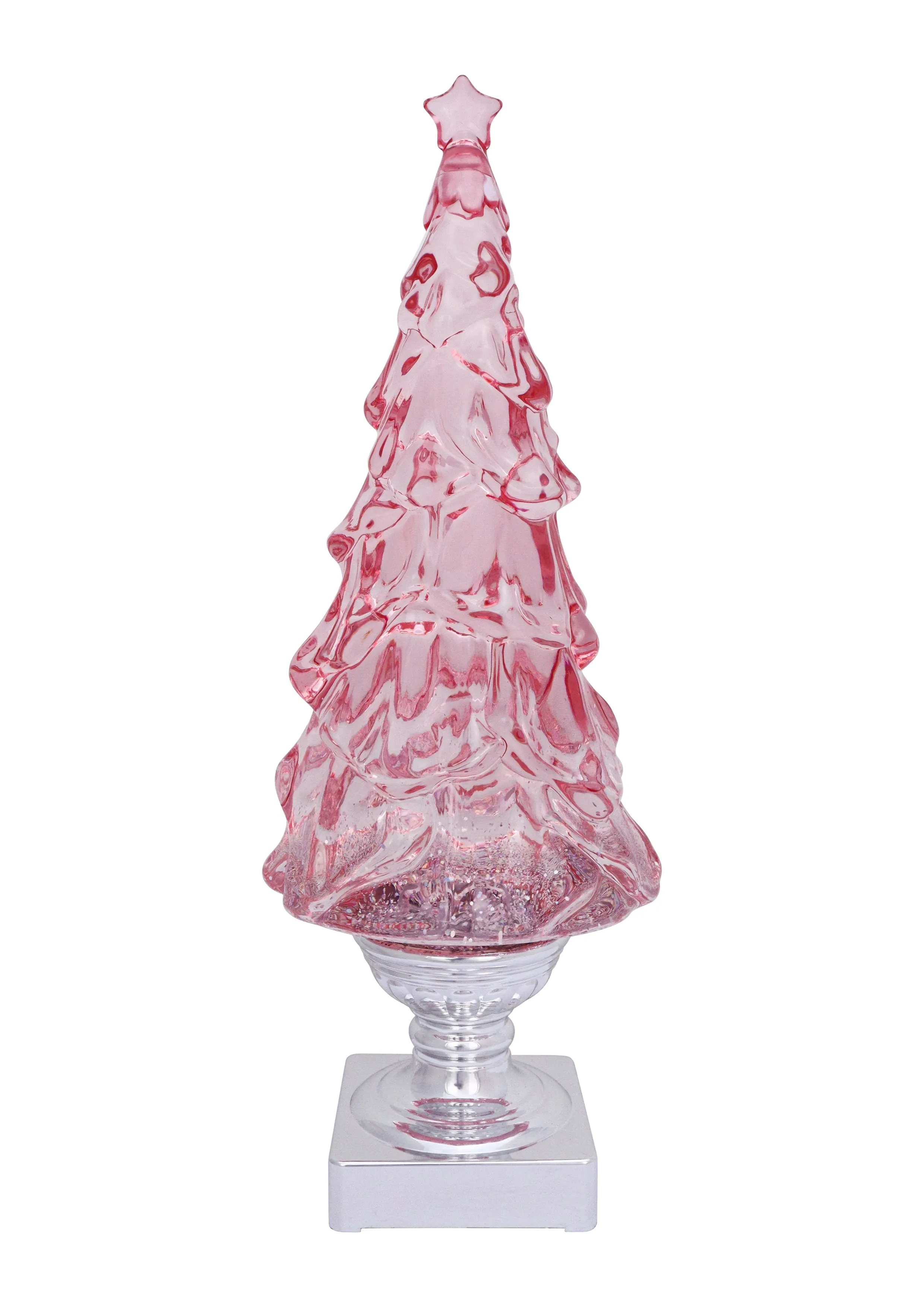 14" LED Lighted Glitter Pink Tree