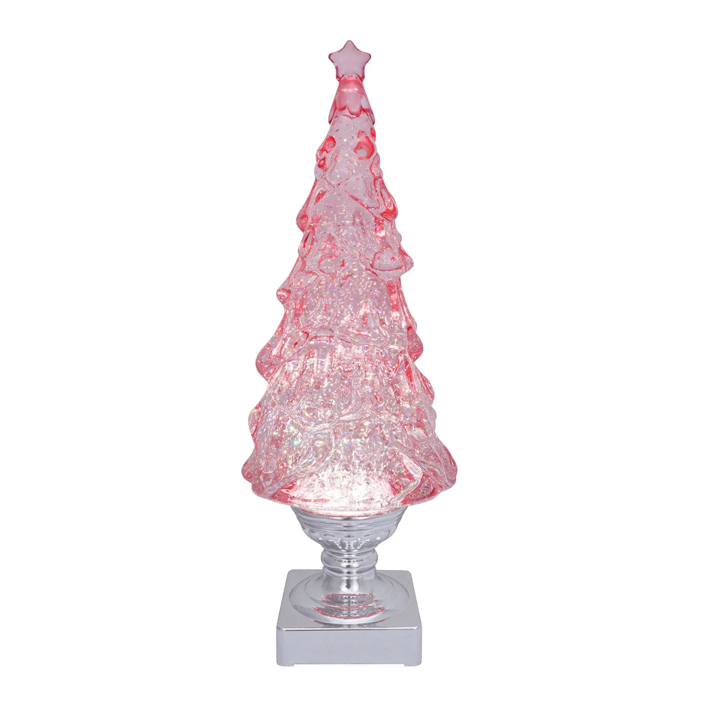 14" LED Lighted Glitter Pink Tree Decorative Mirror,Home Decor Mirror