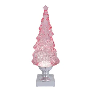 14" LED Lighted Glitter Pink Tree Decorative Mirror,Home Decor Mirror