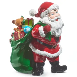 15.25" Santa and His Toy Bag Figurine Statue Decorative Mirror,Home Decor Mirror