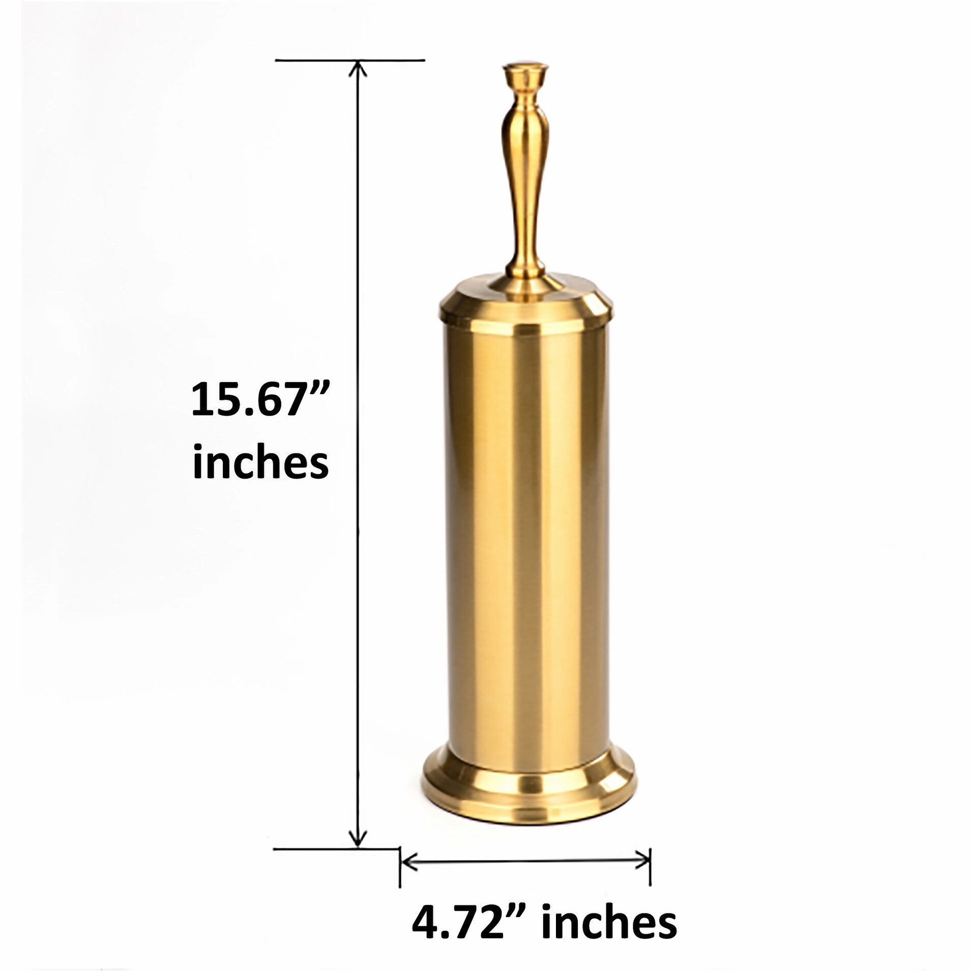 15" Tall Stainless Steel Gold Toilet Brush Set with Holder