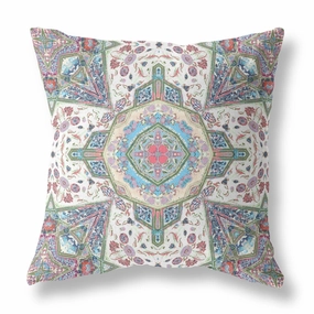 16" Cream Pink Boho Flower Indoor Outdoor Throw Pillow pillows,bed pillow,sleeping cushion