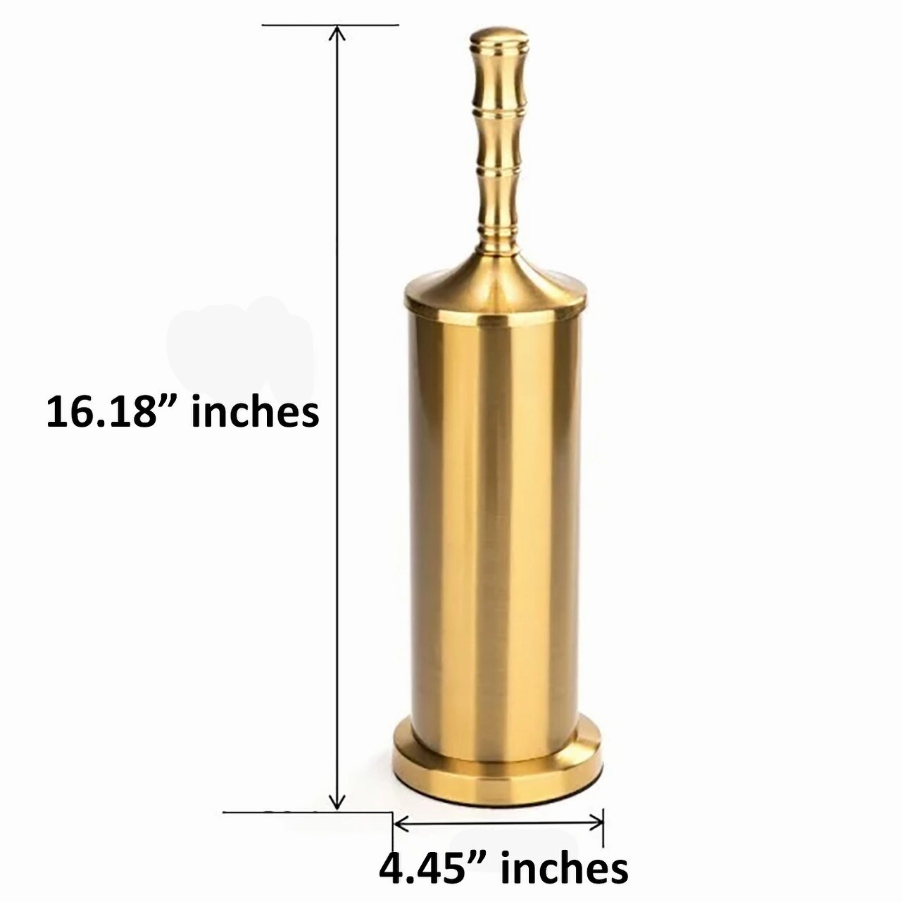16" Tall Stainless Steel Gold Toilet Brush Set with Holder