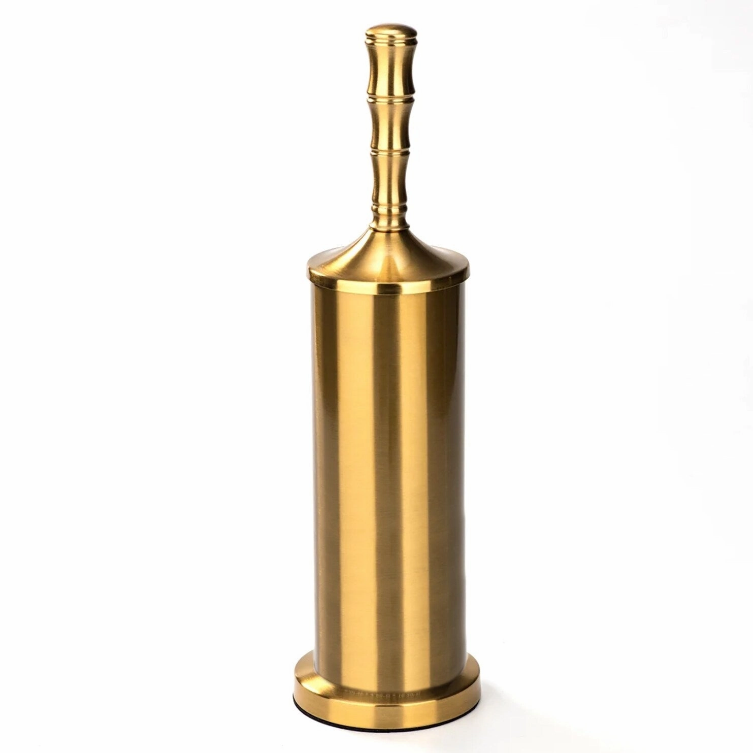 16" Tall Stainless Steel Gold Toilet Brush Set with Holder