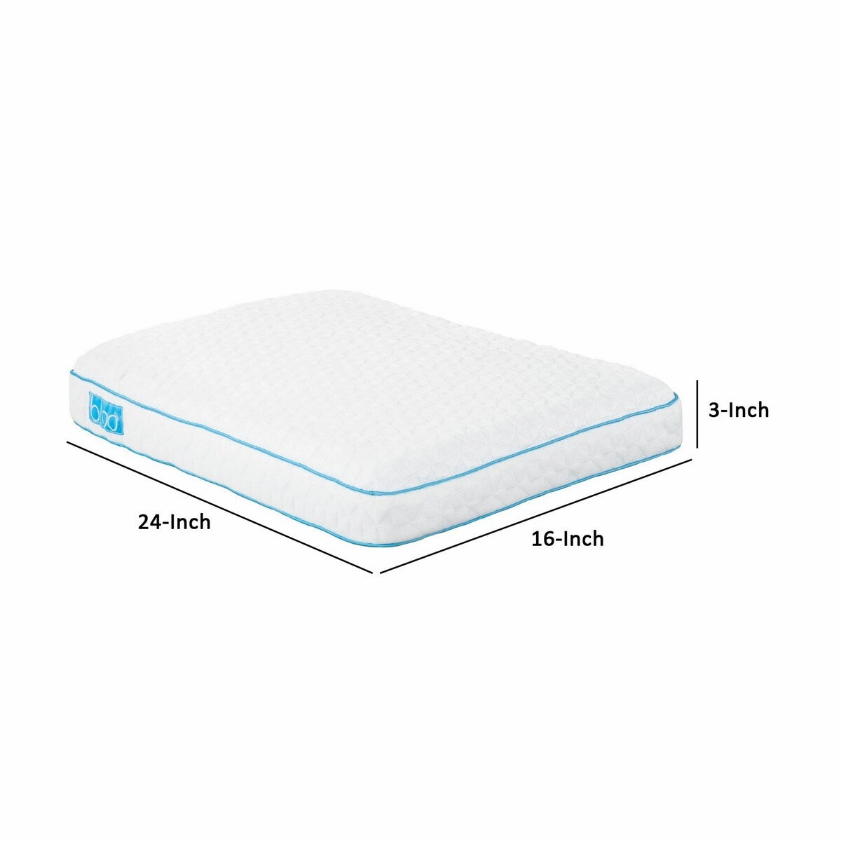 16 x 24 TPE Standard Foam Cooling Pillow with Contoured Neck Support - White, Blue
