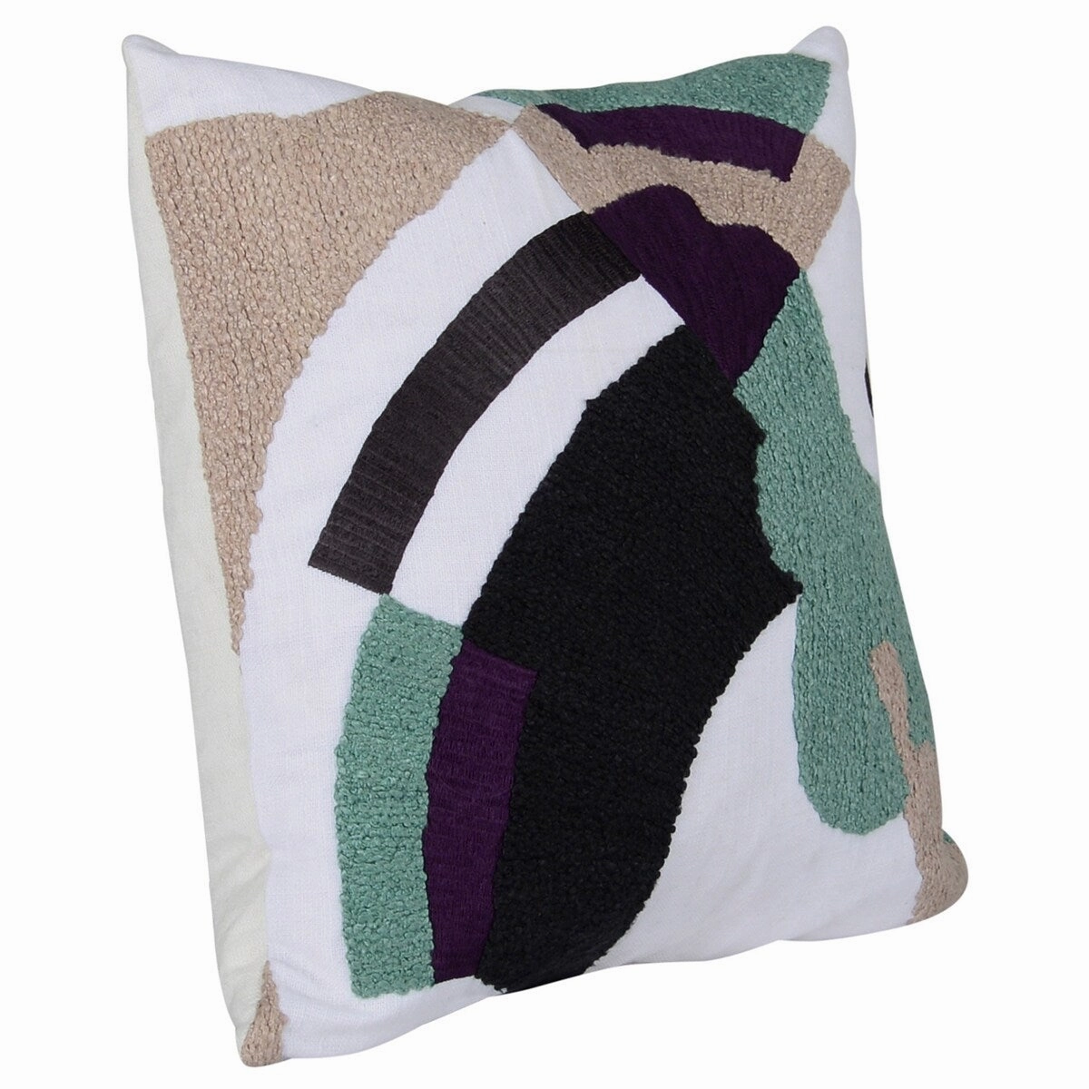 18 Inch Cotton Accent Throw Pillow, Clean Lined Square, Abstract, Teal - White