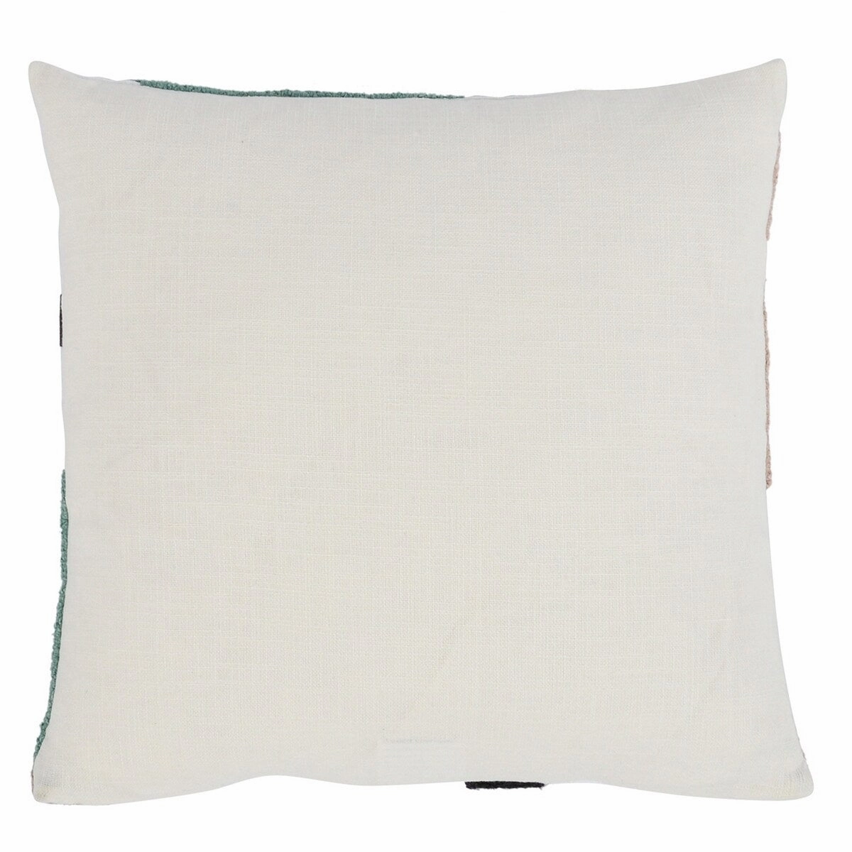 18 Inch Cotton Accent Throw Pillow, Clean Lined Square, Abstract, Teal - White