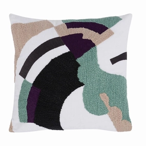 18 Inch Cotton Accent Throw Pillow, Clean Lined Square, Abstract, Teal - White pillows,bed pillow,sleeping cushion