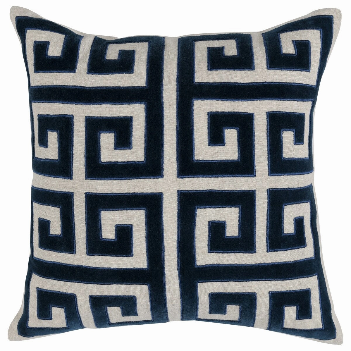 18 Inch Square Accent Throw Pillow, Greek Swirl Pattern, Dark Blue, White pillows,bed pillow,sleeping cushion