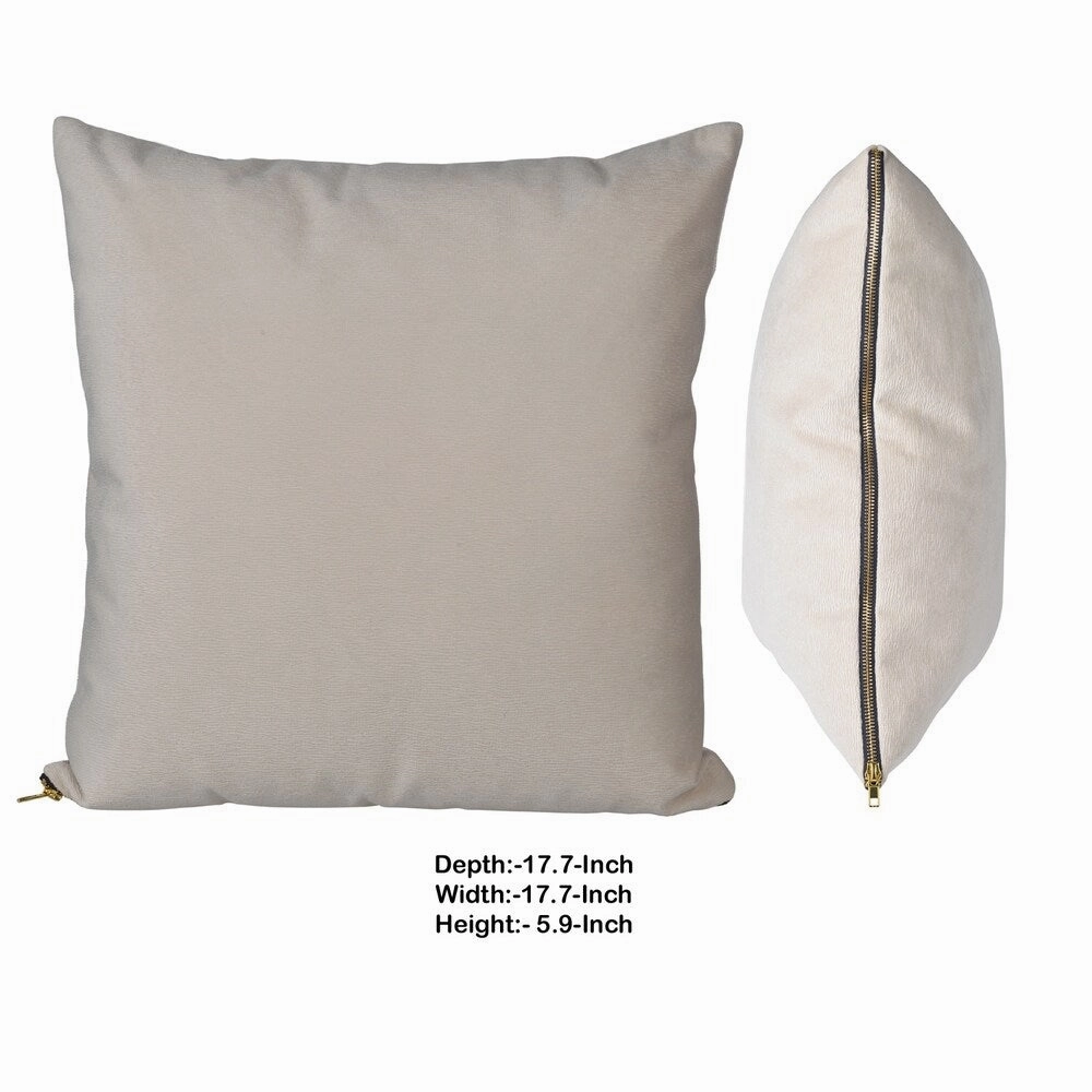 18 X 18 Inch Polyester Cover Pillow with Zipper Opening, Set of 2, White