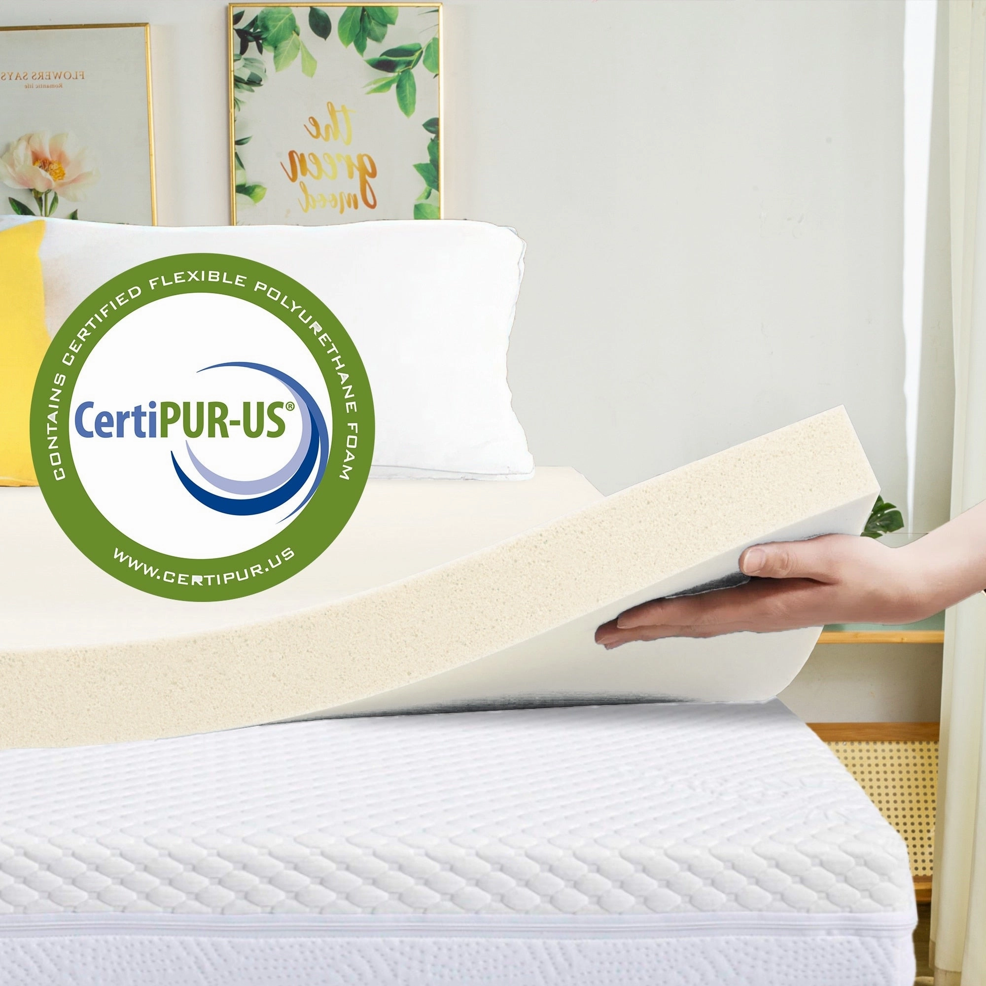 1", 2" & 3" Copper-Infused Memory Foam Mattress Toppers, Cooling and Pressure Relieving with Airflow Design, Beige
