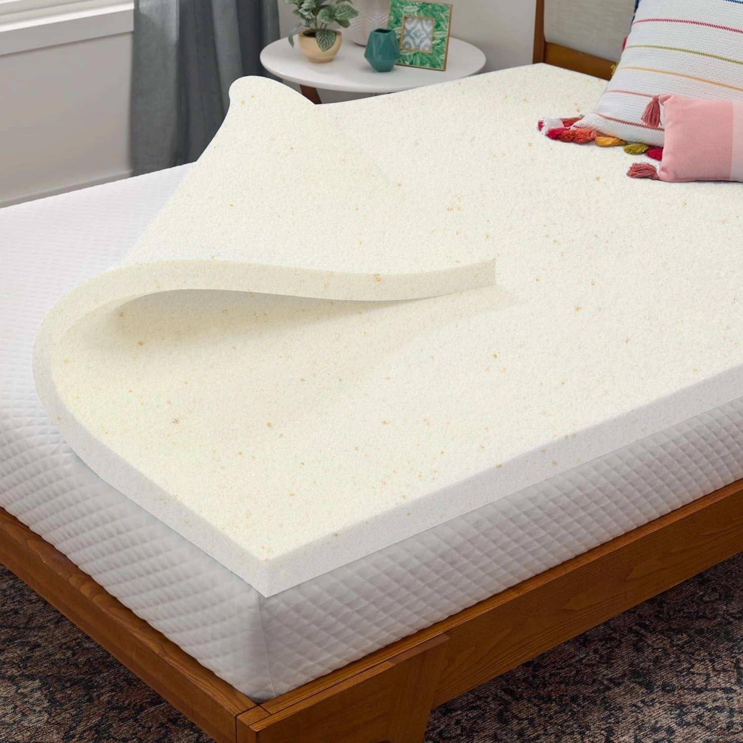 1", 2" & 3" Copper-Infused Memory Foam Mattress Toppers, Cooling and Pressure Relieving with Airflow Design, Beige mattress pads,mattress topper,bed protection