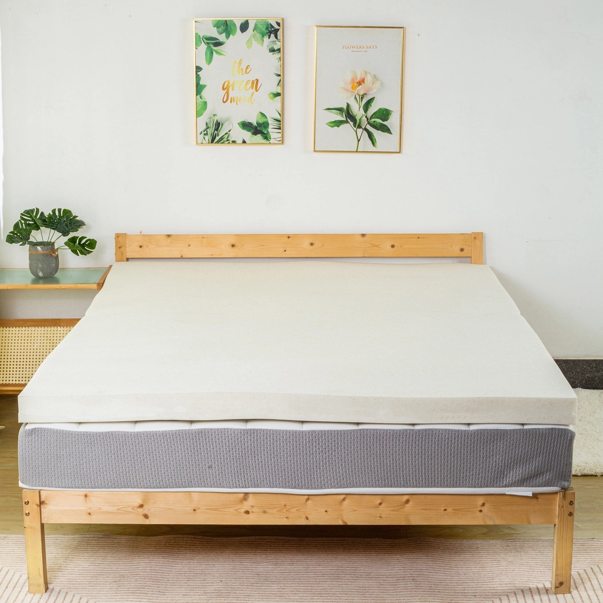 1", 2" & 3" Copper-Infused Memory Foam Mattress Toppers, Cooling and Pressure Relieving with Airflow Design, Beige