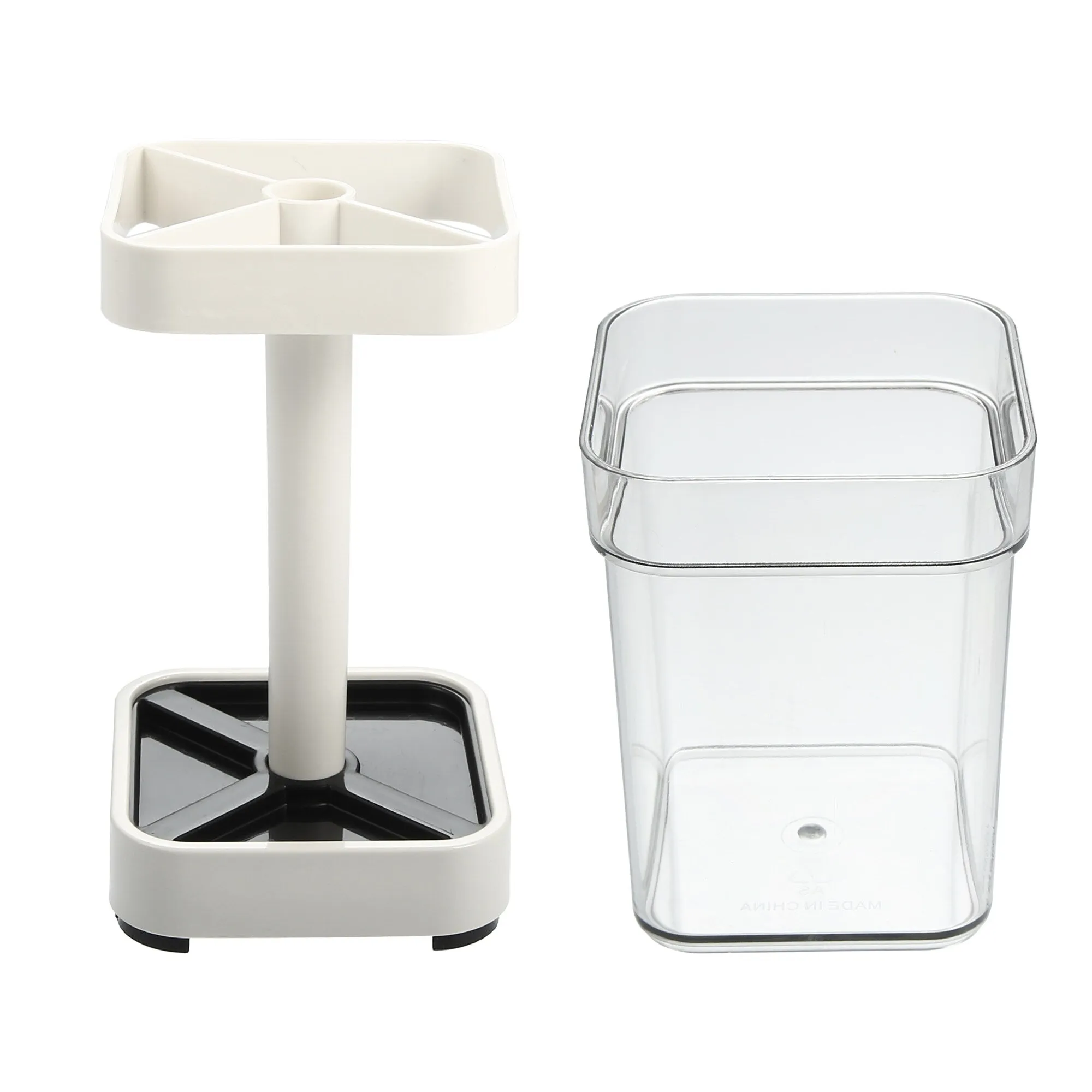 1Pc Toothbrush Holder Stand with Cover with 3 Slots ABS White 8.86"x2.87"