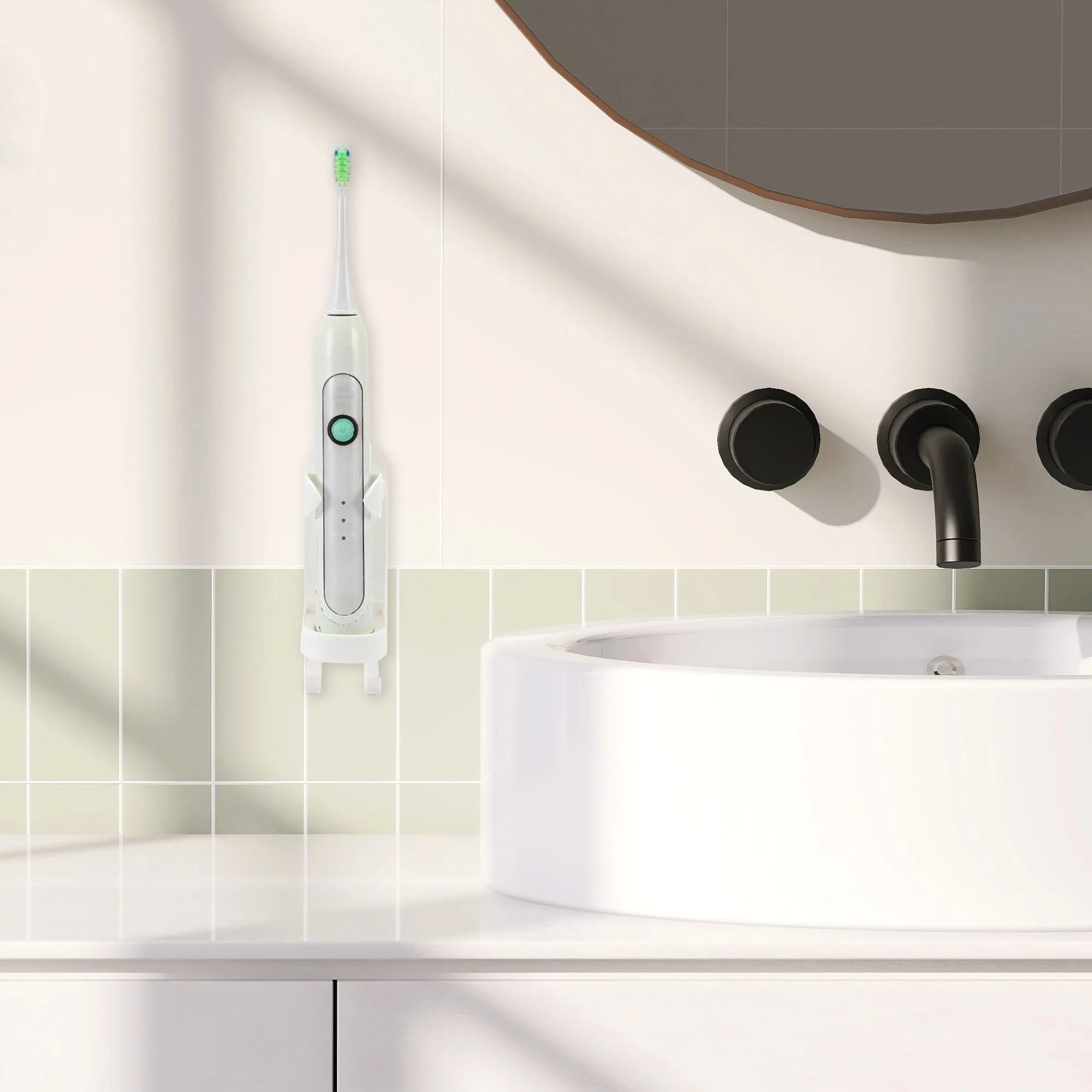 2 Pcs Wall-mounted Toothbrush Holder, Hanging Toothbrush Holder, 5.28"x1.73"x1.81"