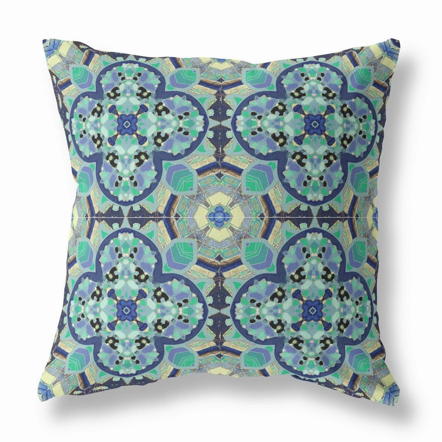 20" Aqua Indigo Cloverleaf Indoor Outdoor Zippered Throw Pillow - Blue pillows,bed pillow,sleeping cushion