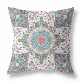 20" Cream Pink Boho Flower Indoor Outdoor Throw Pillow pillows,bed pillow,sleeping cushion