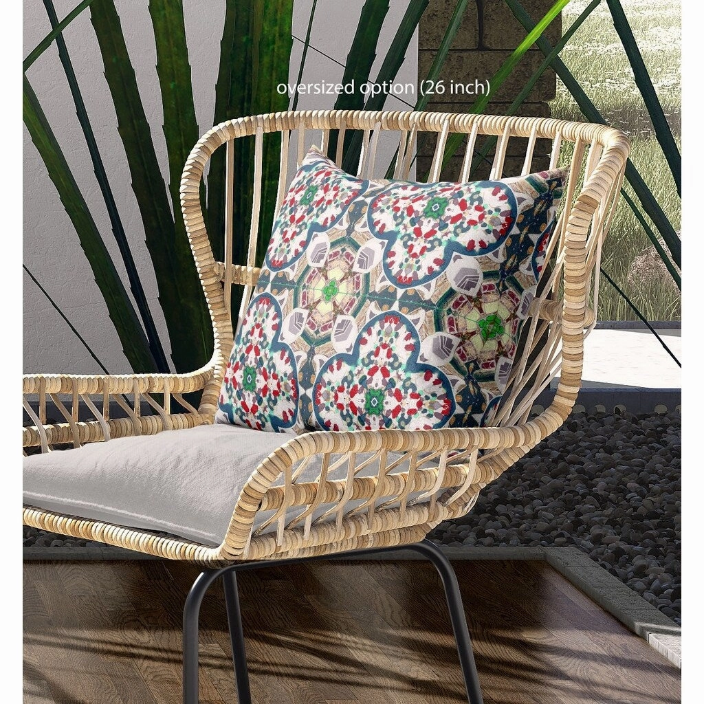 20" Green White Cloverleaf Indoor Outdoor Zippered Throw Pillow - Red