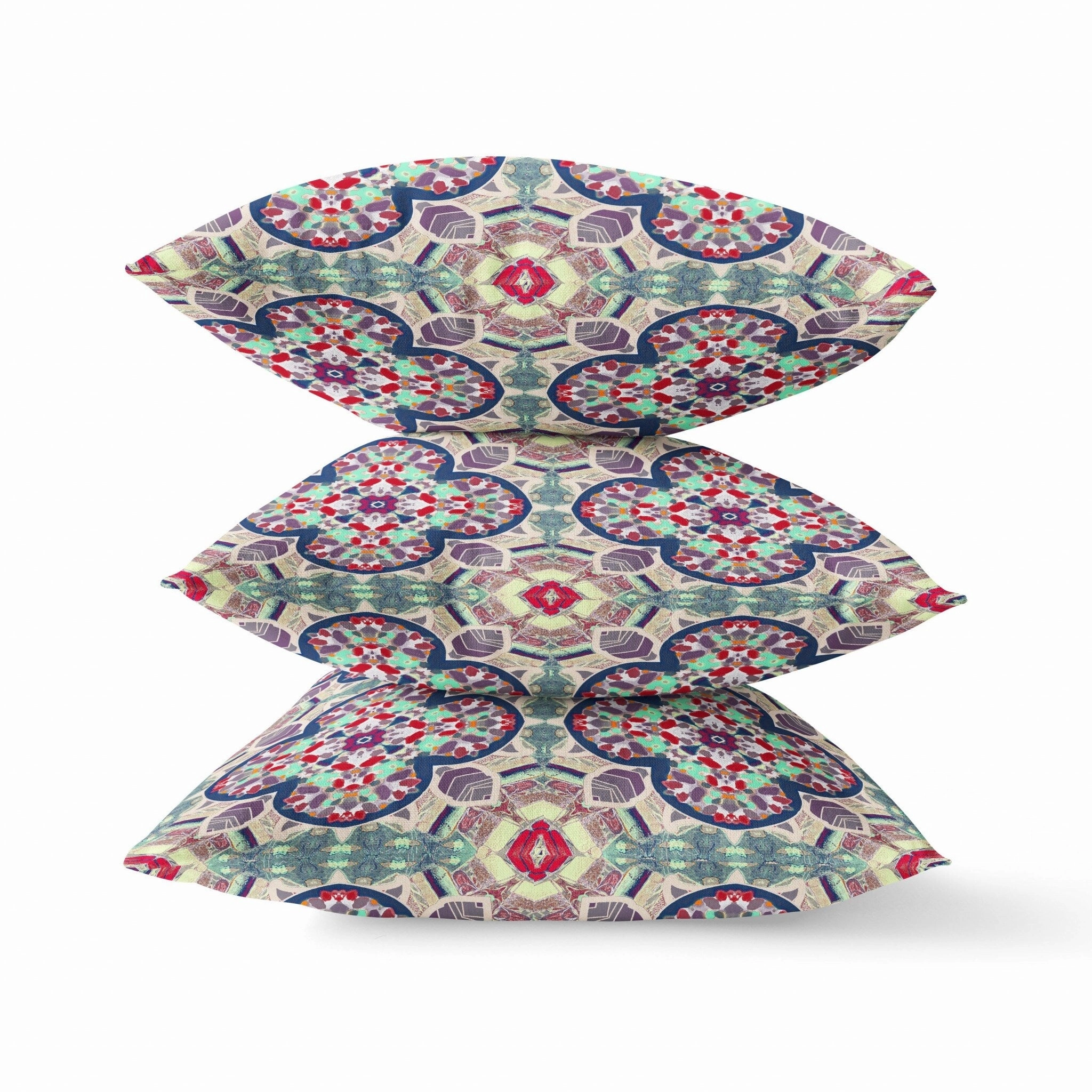 20" Mauve Blue Cloverleaf Indoor Outdoor Zippered Throw Pillow - Green
