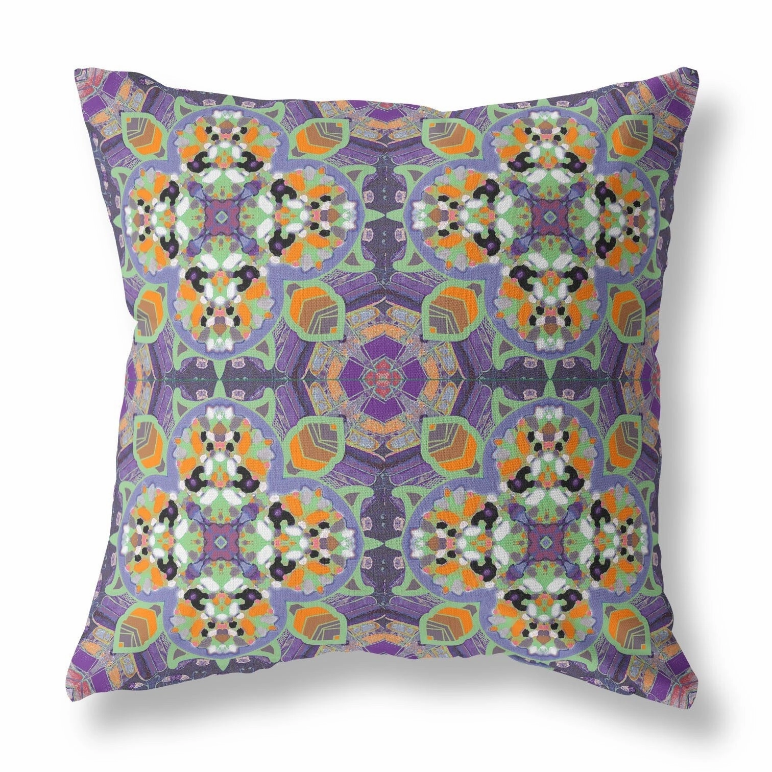 20" Purple Orange Cloverleaf Indoor Outdoor Throw Pillow pillows,bed pillow,sleeping cushion