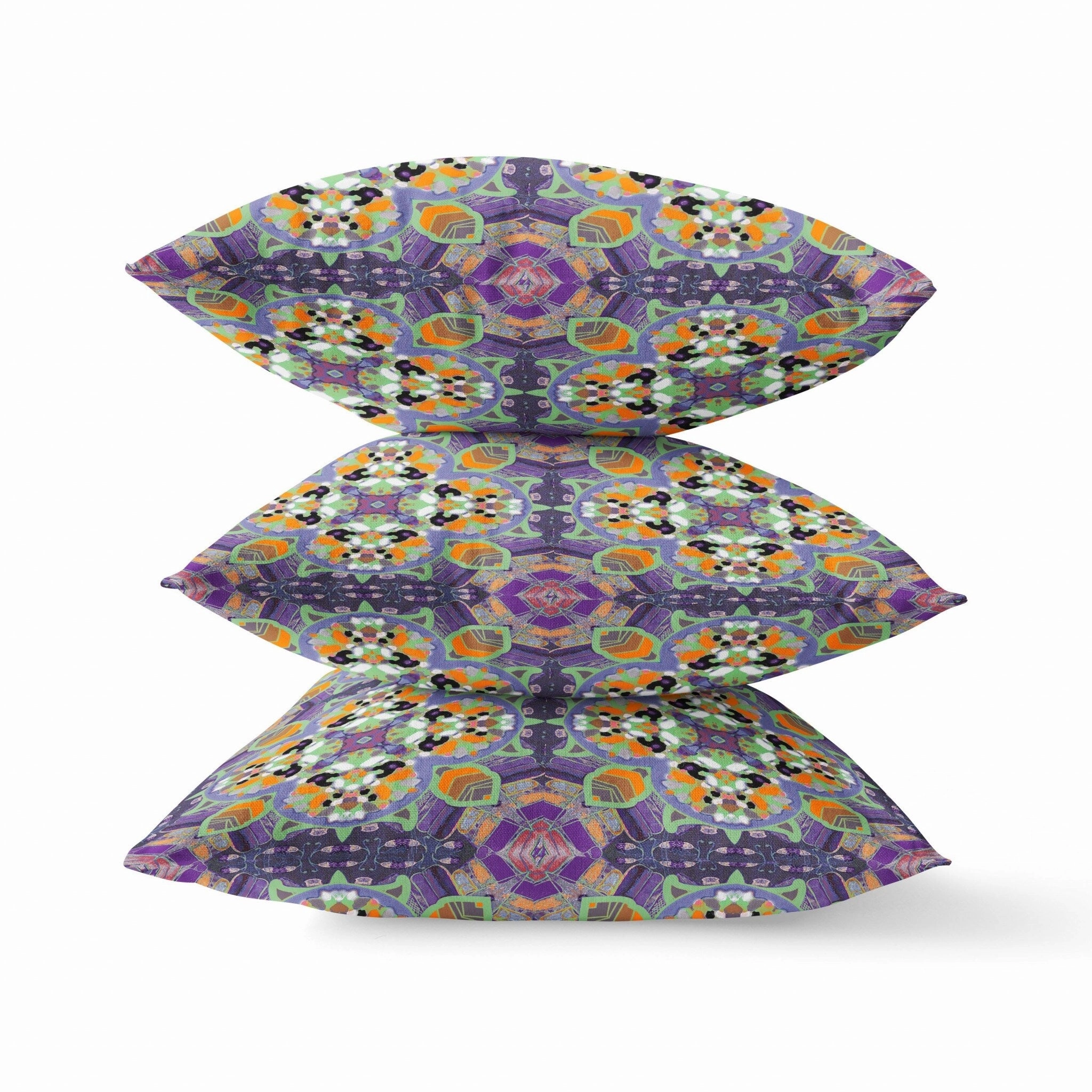 20" Purple Orange Cloverleaf Indoor Outdoor Throw Pillow