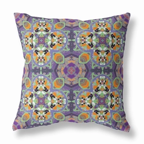 20" Purple Orange Cloverleaf Indoor Outdoor Throw Pillow pillows,bed pillow,sleeping cushion