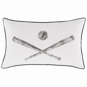 20 x 12 Accent Pillow with Baseball Bat Print, Set of 4, Gray and White - Gray and White pillows,bed pillow,sleeping cushion