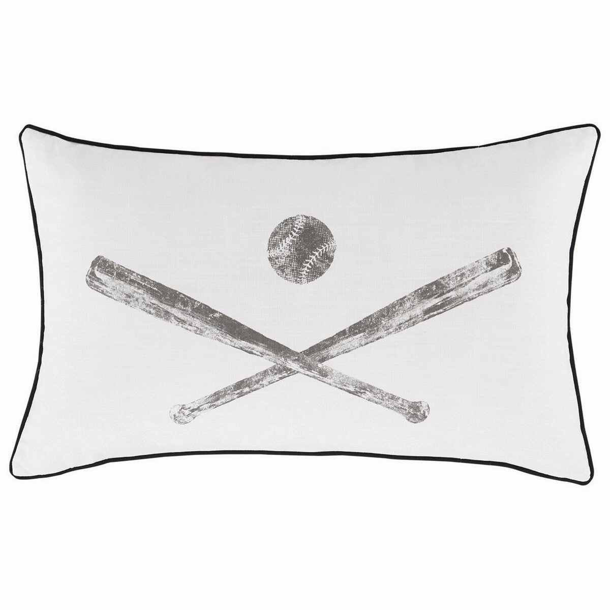 20 x 12 Accent Pillow with Baseball Bat Print, Set of 4, Gray and White - Gray and White pillows,bed pillow,sleeping cushion