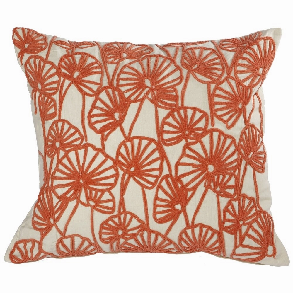 20 x 18 Inch Cotton Pillow with Floral Embroidery, Set of 2, White and Red pillows,bed pillow,sleeping cushion