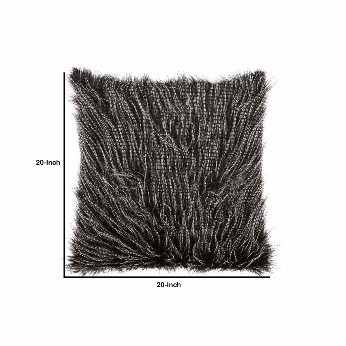 20 x 20 Faux Fur Accent Pillow with Zippered Closure, Set of 4, Gray