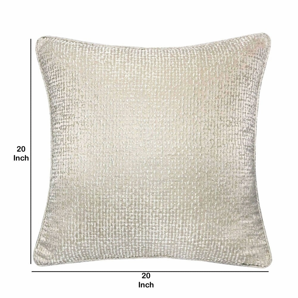 20 X 20 Inches Shimmering Polyester Accent Pillow, Set of 2, Silver
