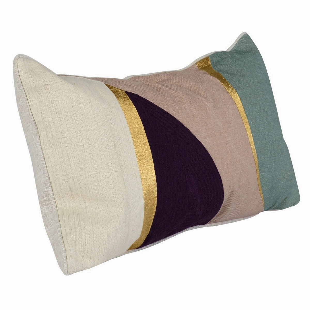 26 Inch Soft Fabric Accent Throw Pillow, Clean Lined, Abstract, Muticolor - Gold, Brown